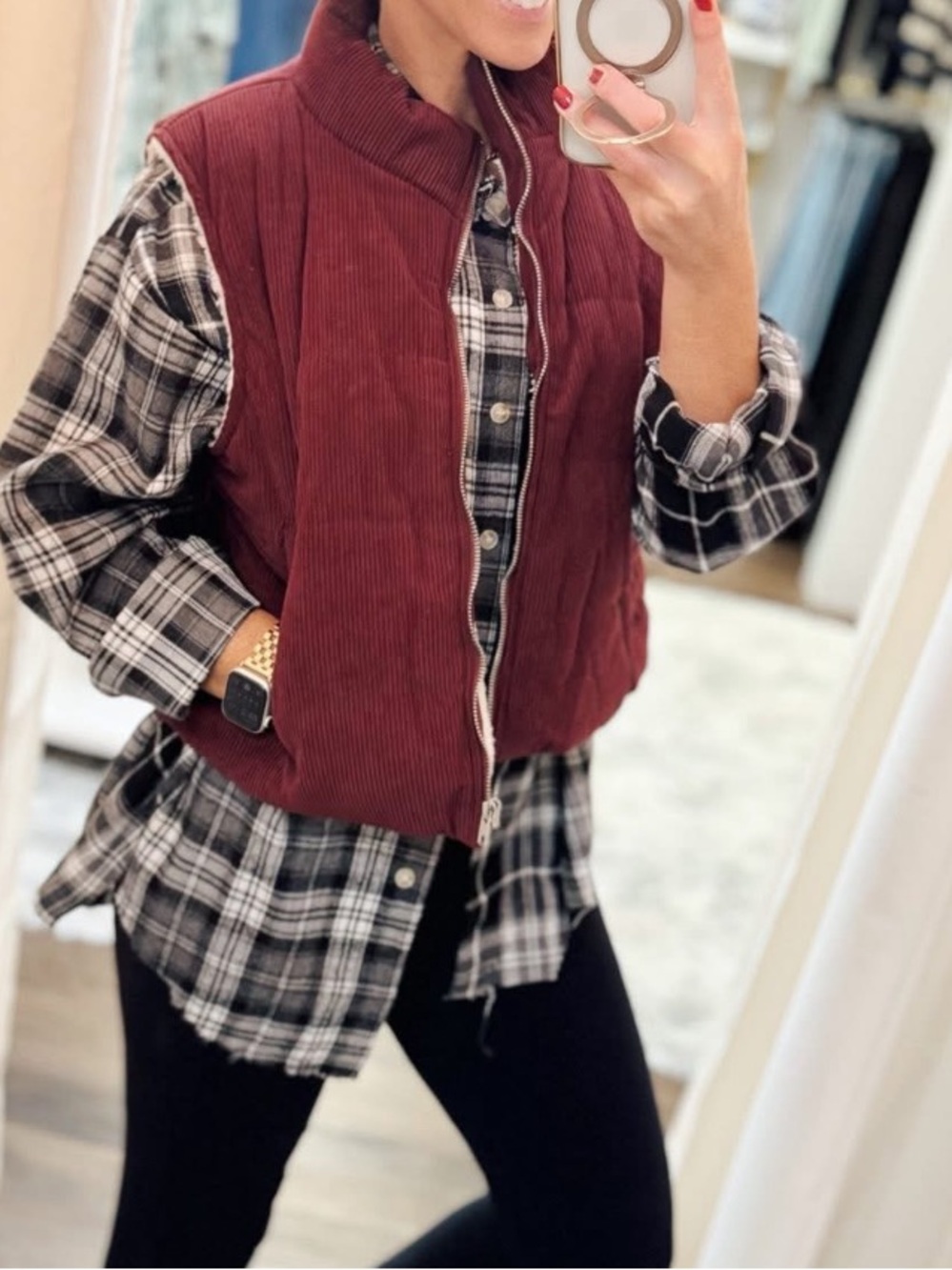 Active USA Burgundy Quilted Puffer Vest